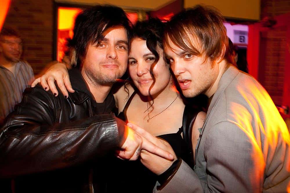 Billie Joe Armstrong, Adrienne Armstrong, and Theo Stockman at the opening night party for "American Idiot" at Berkeley Rep